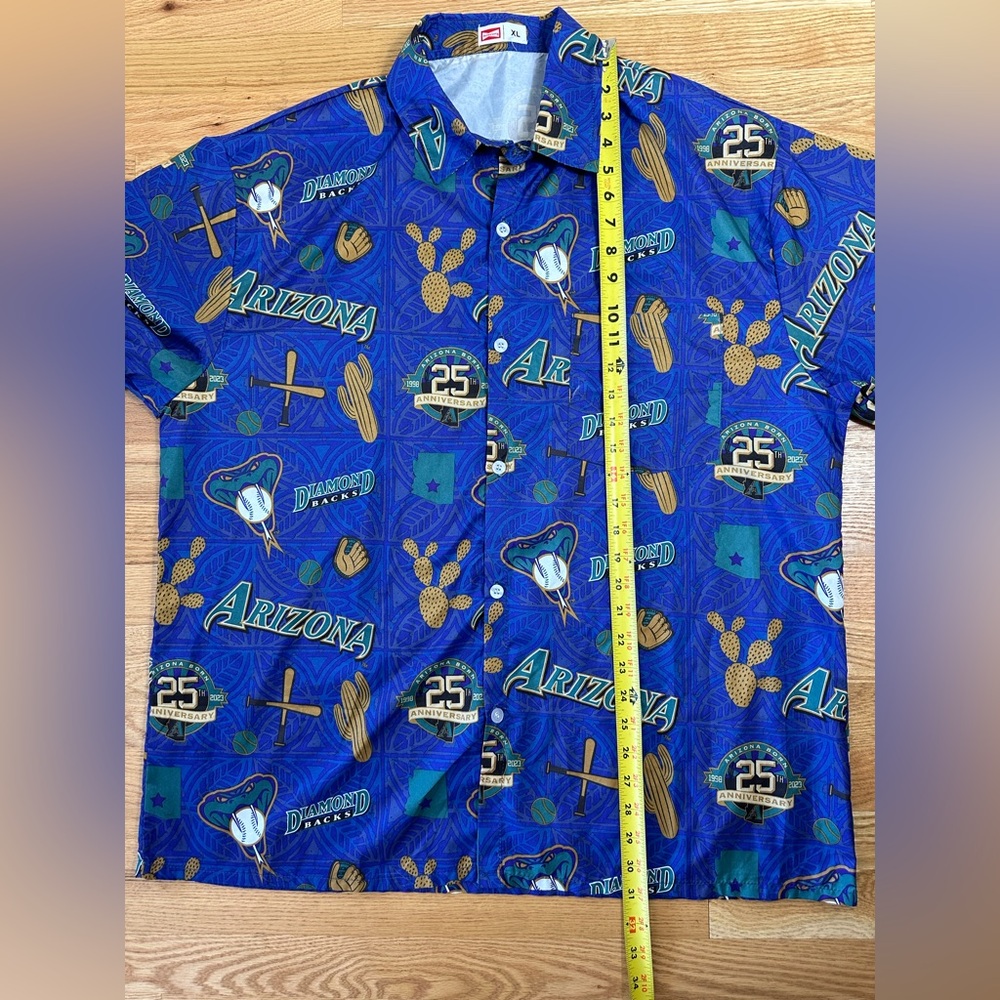 Arizona Diamondbacks 25th Anniversary Hawaiian Button Down Shirt. AOP. size XL - Picture 7 of 7